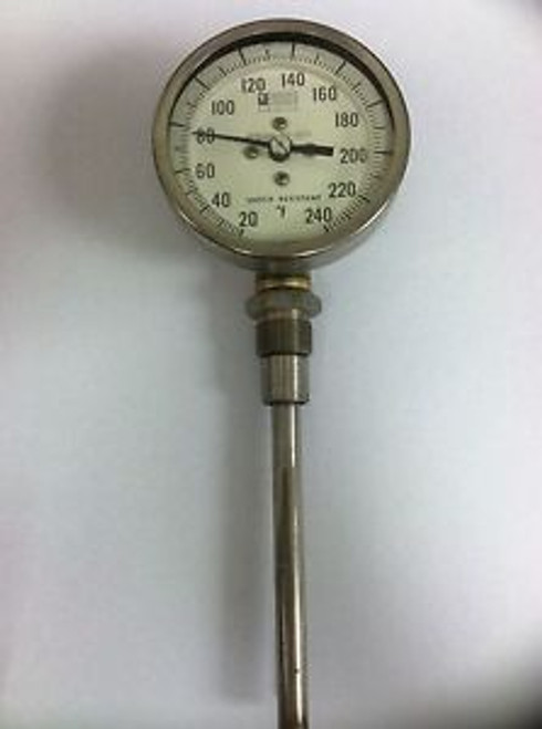 WEKSLER 19-26-0238 Industrial Thermometer 20-240 Deg F 4 Stem 3 Dial 6.250