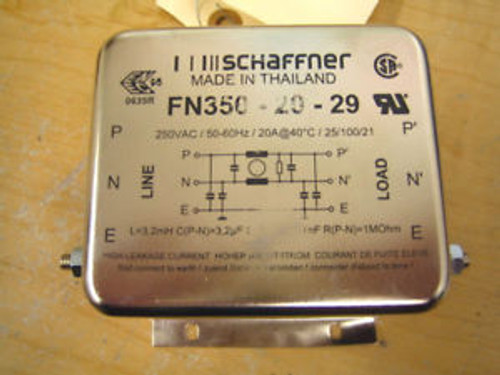 Schaffner FN350-20-29 Power Line FILTER 20A 250Vac Panel Mount