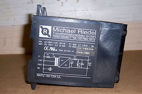 MICHAEL RIEDEL RNTU POWER SUPPLY/TRANSFORMER 230/115VAC PRI 24VDC SEC 5A NEW