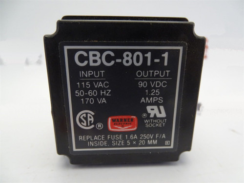 Warner Electric Cbc-801-1 Clutch/Brake Control Relay 8 Pin 115Vac 50-60 Hz 170Va
