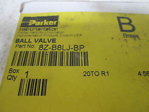 PARKER 8Z-B8LJ-BP BALL VALVE NEW IN A BOX