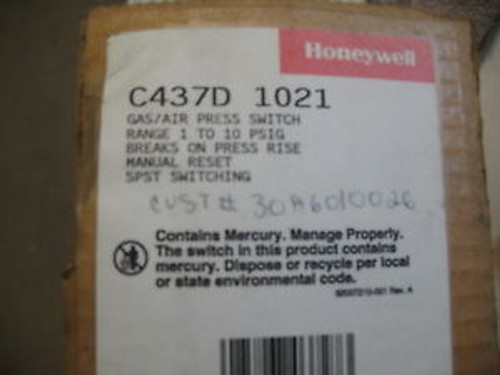 New Honeywell C437D 1021 Gas/Air Pressure Switch