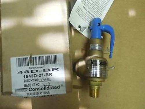 Dresser Consolidated Safety Valve 1543D-21-BR 1/2 NPT X 3/4 NPT 250 PSI New