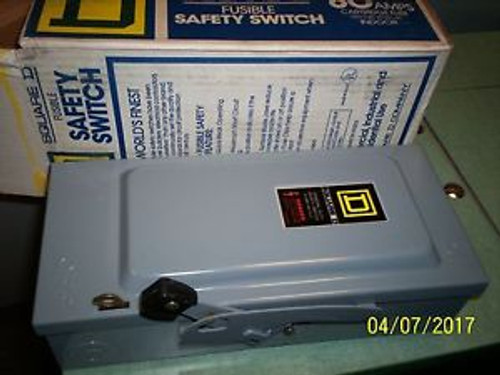 NEW SQUARE D FUSIBLE SAFETY SWITCH 60 AMPS general duty 240 vac 2 pole 1 phase