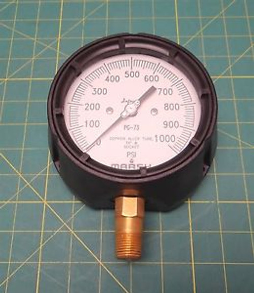 Marsh 4 Pressure Gauge 0 - 1000 PSI P/N P0568 1/2 NPT Copper Tube Tip Socket