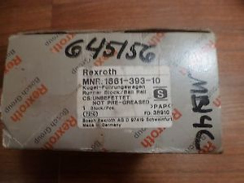 REXROTH RUNNER BLOCK / BALL RAIL 1661-393-10 NEW OLD STOCK