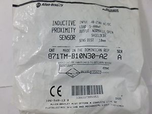 New Surplus Allen Bradley 871TM-B10N30-A2 Inductive Proximity Sensor Ser A