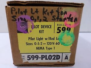 New Surplus Allen Bradley 599-PL02D Ser A Pilot Device Kit Light W/ Red Lens