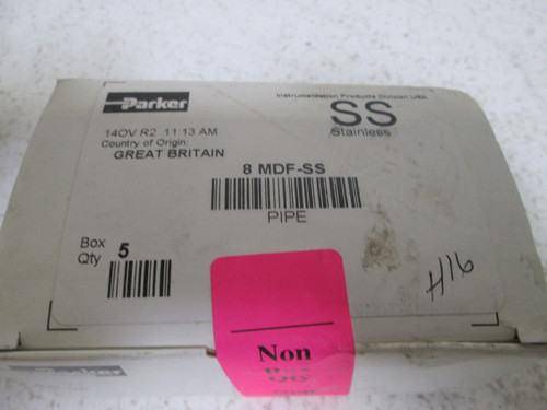 5 PARKER 8MDF-SS PIPE FITTING MALE NEW IN A BOX