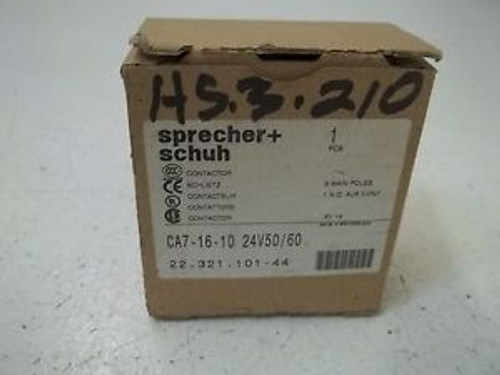 SPRECHER + SCHUH CA7-16-10 CONTACTOR 24V50/60 NEW IN A BOX