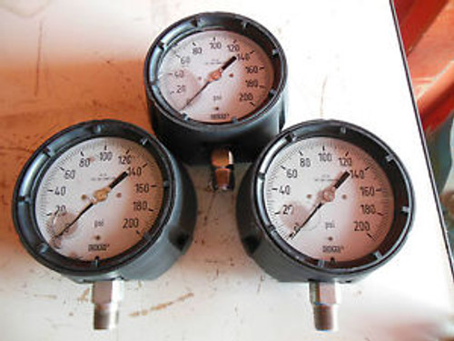 3 EACH 0-200# WIKA LIQUID FILLED GAUGE 4-1/2 FACE 1/2 LM