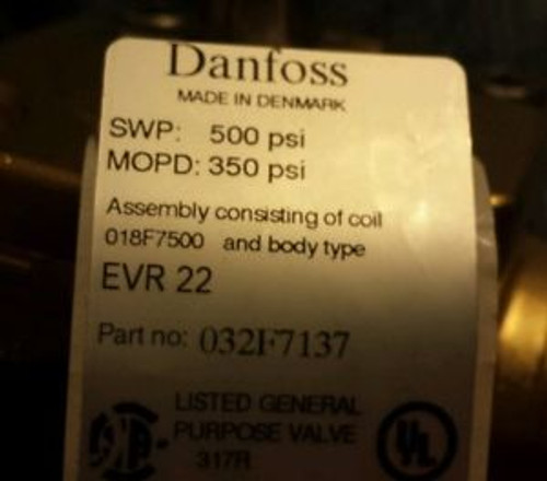 New Danfoss Solenoid Valve EVR 22 032F7137