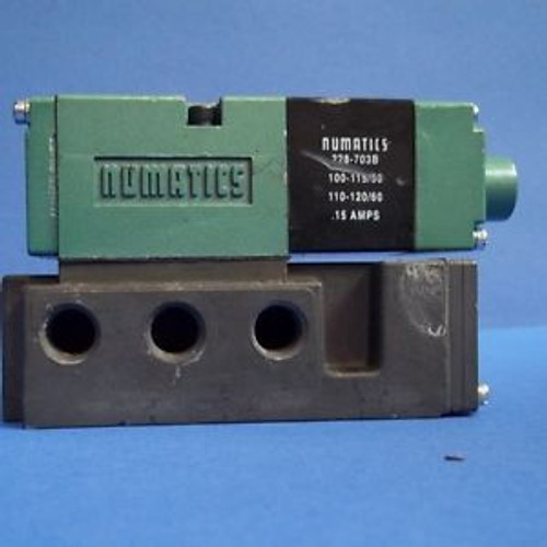 NUMATICS 110-120V 50-60HZ .15A 150PSI 082SA43AK015W30 SOLENOID & BASE NEW