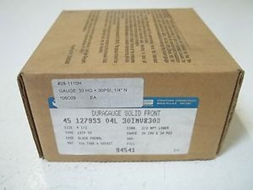 ASHCROFT 451279SS04L 30IMV&30# DURANGAUGE SOLID FRONT NEW IN A BOX