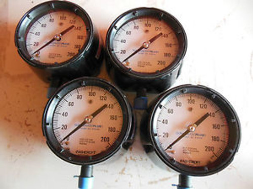 4 each 0-200# Ashcroft Dura Gauge Plus 4-1/2 Face 1/2 LM