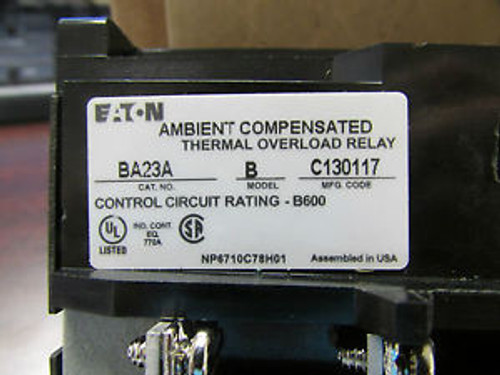 Eaton Cutler Hammer  Ambient Compensated Thermal Overload Relay BA23  Model B