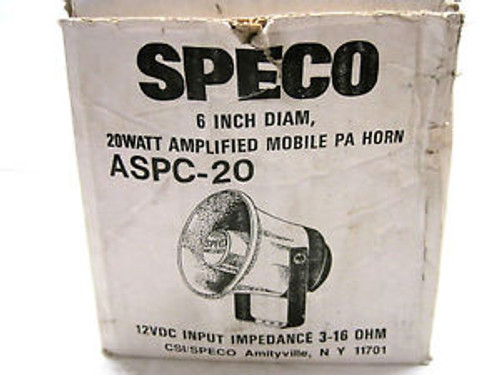 NEW SPECO ASPC-20 AMPLIFIED MOBILE PA HORN ASPC20