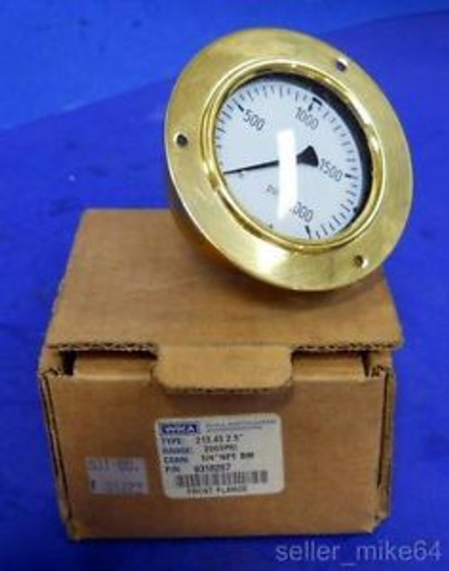 WIKA 9318267, OIL FILLED PRESSURE GAUGE, 0 TO 2000 PSI, 1/4 NPT, New