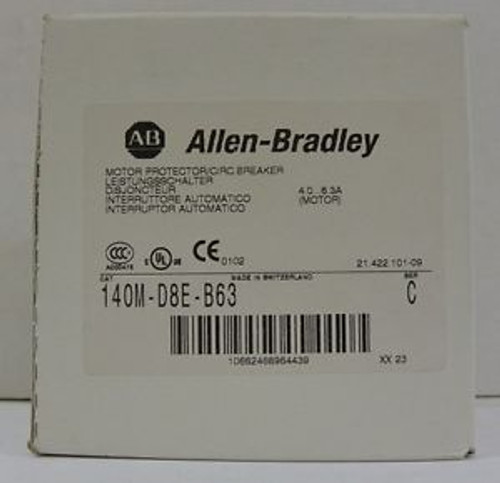 ALLEN BRADLEY MOTOR PROTECTOR CIRCUIT BREAKER 140M-D8E-B63 SERIES C New In BoX