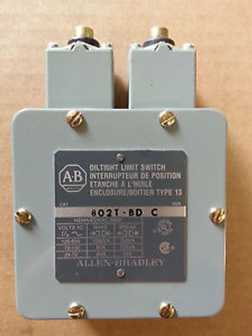 NEW ALLEN BRADLEY 802T-BD DOUBLE HEAD OILTIGHT LIMIT SWITCH (RTS0481.75)