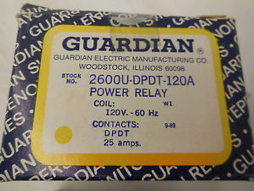 NEW GUARDIAN ELECTRIC  2600U-DPDT-120A POWER RELAY 2600UDPDT120A
