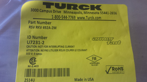TURCK RSV RKV 492A-2M CABLE NEW IN BAG