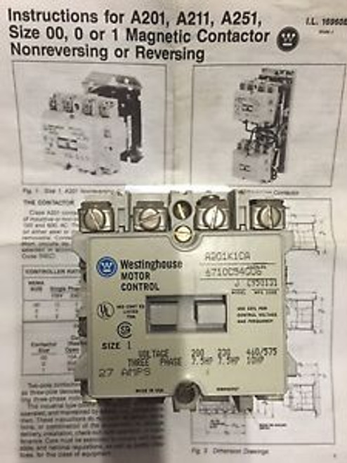 Westinghouse Motor Starter 3 phase Size 1