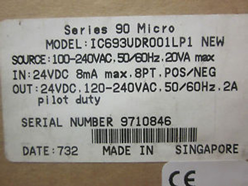 NEW GE FANUC SERIES 90 MICRO CONTROLLER MODEL:  IC693UDR001LP1 ............WL-41