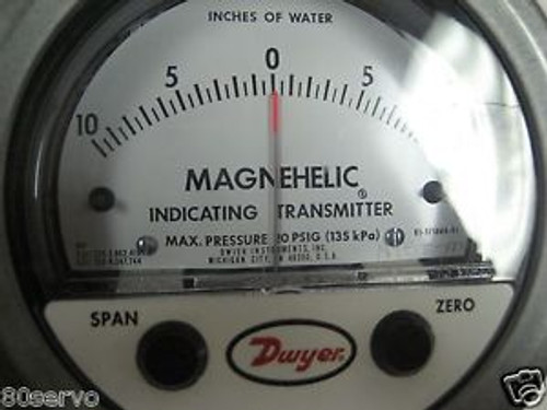 DWYER MAGNEHELIC GAGE # 171664  10-0-10 INCHES OF WATER  4 DIA.  4-20MA. OUTPUT