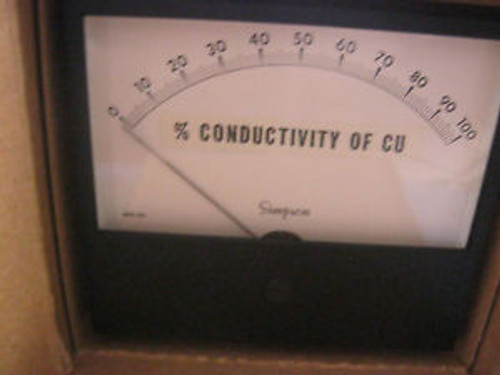 Simpson  Model: 3324 Panel Meter.  % Conductivity of CU.  0-100.  New Old Stock&lt