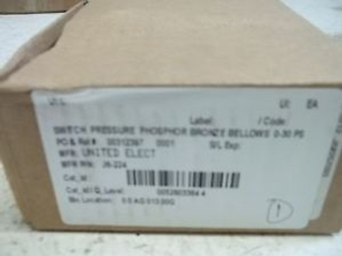 UNITED ELECTRIC J6-224 PRESSURE SWITCH NEW IN BOX