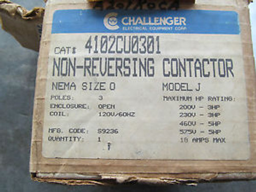 Challenger Contactor 4102CU0301 Size 0 120 V Coil