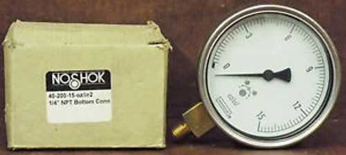 1 NEW NOSHOK 40-200-15-OZ/IN2 DIAL INDICATING PRESSURE GAUGE New