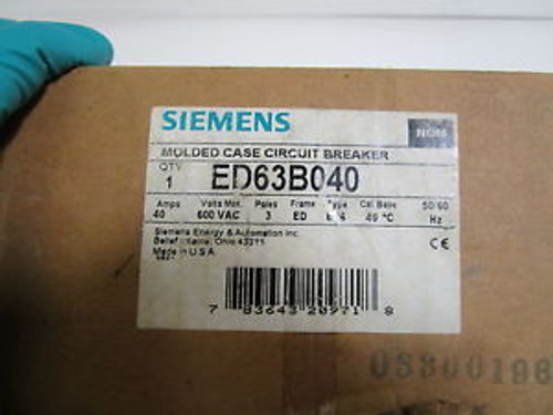 SIEMENS CIRCUIT BREAKER 40A ED63B040 NEW IN BOX