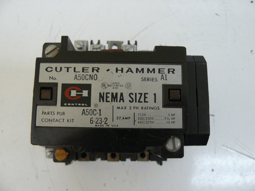 Cutler Hammer A50Cno Size 1 Reversing Motor Starter 120 Vac Coil 600 Vac