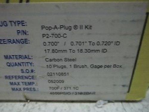 10 CURTISS WRIGHT P2-700-C POP-A-PLUG II KIT NEW IN BOX