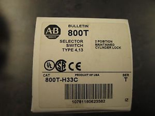 NEW ALLEN BRADLEY KEYED SELECTOR SWITCH 800T-H33C