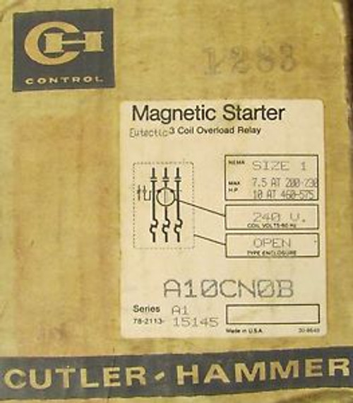 CUTLER HAMMER Size 1 Citation Series Starter 240V A10CN0B