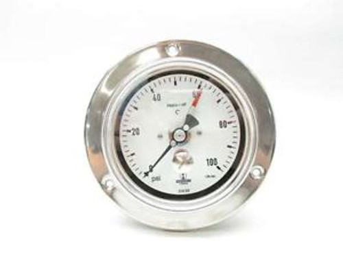 NEW INDUMART P84K4-1-MF TYPE Q 0-100PSI 4 IN 1/2 IN NPT PRESSURE GAUGE D460799