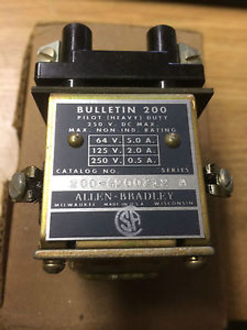 New ALLEN BRADLEY TYPE G DC RELAY P/N: 200-G200Z12 (B35)