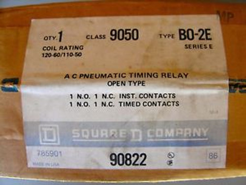 Square D 9050-B02E Series E 90822 Pnuematic Timing Relay - Factory Sealed - New