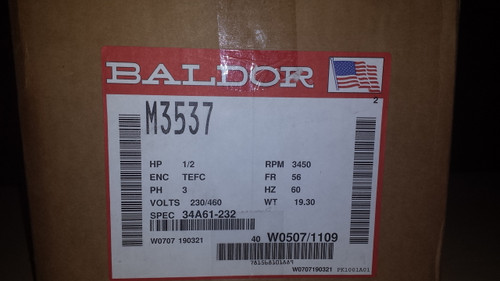 BALDOR M3537 MOTOR .5HP NEW IN BOX