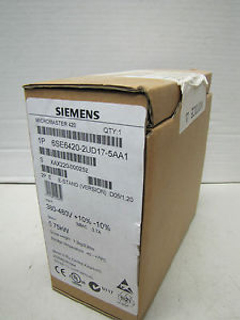 SIEMENS MICROMASTER 420 AC DRIVE 0.75kW 1HP 6SE6 420-2UD17-5AA1 SEALED NEW