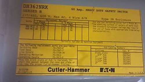 CUTTLER HAMMER DH362NRK SAFETY SWITCH NEW NO BOX