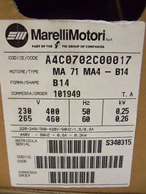 MARELLI MOTORI MA 71 MA4-B14 NEW IN BOX