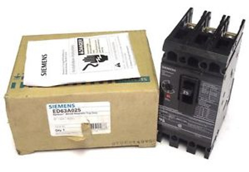 NEW SIEMENS ED63A025 TYPE ED6-ETI 25 AMPS 600 VOLTS 3 POLES