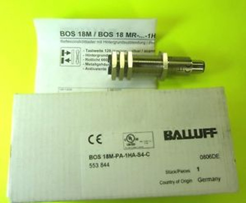 BALLUFF BOS 18M-PA-1HA-S4-C PHOTOELECTRIC DIFFUSE DC M18 100MM PNP NO-NC