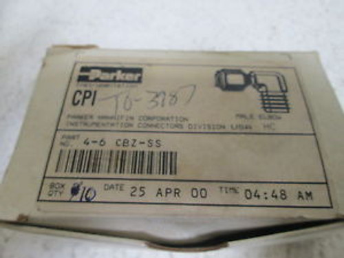 10 PARKER 4-6 CBZ-SS CPI MALE ELBOW 1/4 NEW IN A BOX