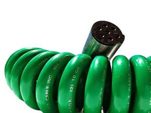 15 Ft, 7 Way ABS Green Coil Cable,12Leads, 2 Metal Plug Assembly, 19872