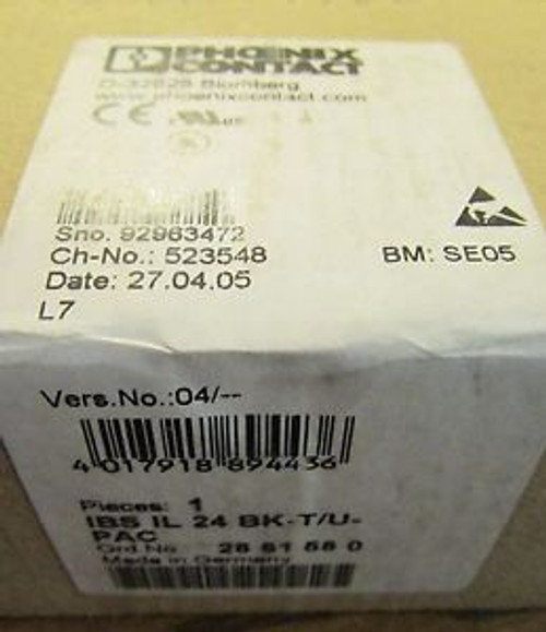 PHOENIX CONTACT IBS IL 24 BK-T/U-PAC VDC Interbus Connector IBS IL 24 BK T U PAC